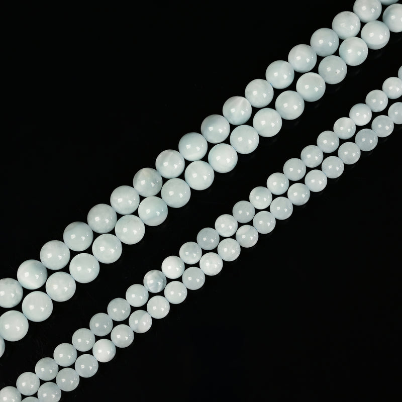 Natural Light Blue Moonstone Smooth Round Beads Size 6mm 8mm 10mm 15.5" Strand