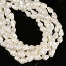 White Coated Shell Pearl Baroque Beads Size 10x15mm 12x23mm 15.5'' Strand