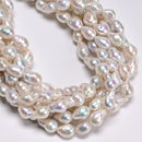 Natural White Fresh Water Pearl Baroque Beads Size 9-11x13-18mm 15.5'' Strand