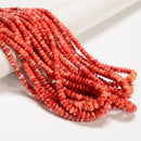 Graduated Natural Red Spiny Oyster Smooth Rondelle Beads 2-5x4-8mm 16" Strand