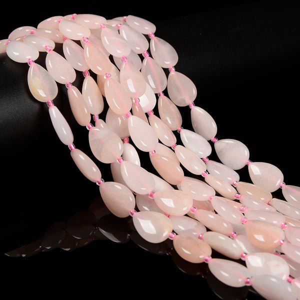 Natural Pink Aventurine Smooth Flat Teardrop Beads Size 13x18mm 15.5'' Strand