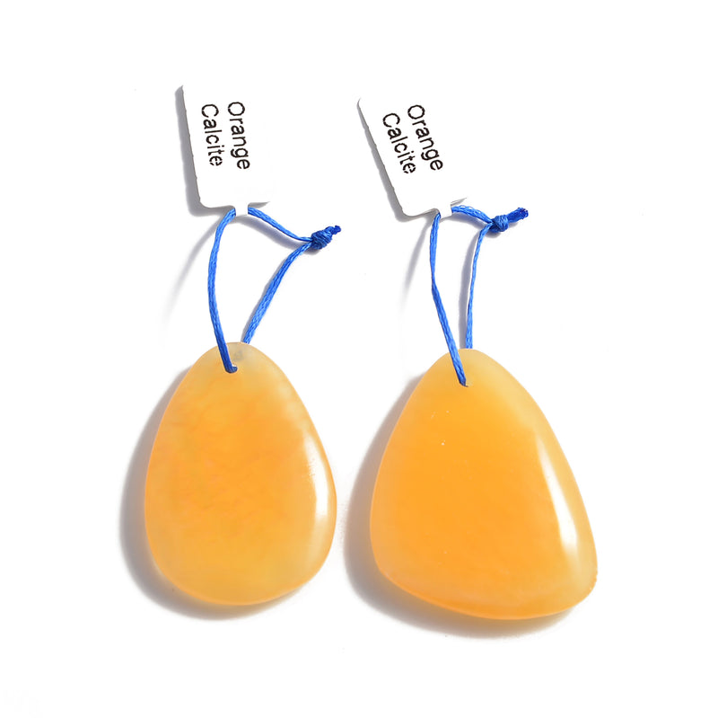 Yellow Orange Calcite Teardrop and Irregular Shape Pendant Size Approx 30x40mm