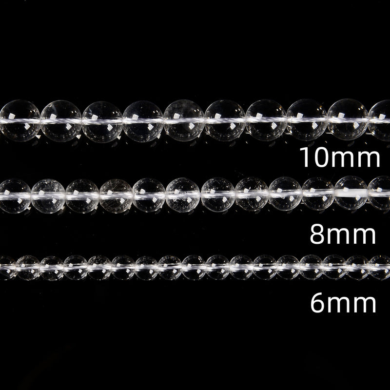 Clear Quartz Smooth Round Beads Size 4mm 6mm 8mm 10mm 12mm 14mm 15.5" Strand