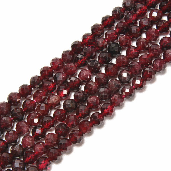 Natural Garnet Faceted Round Beads 2mm 3mm 4mm 5mm 15.5" Strand