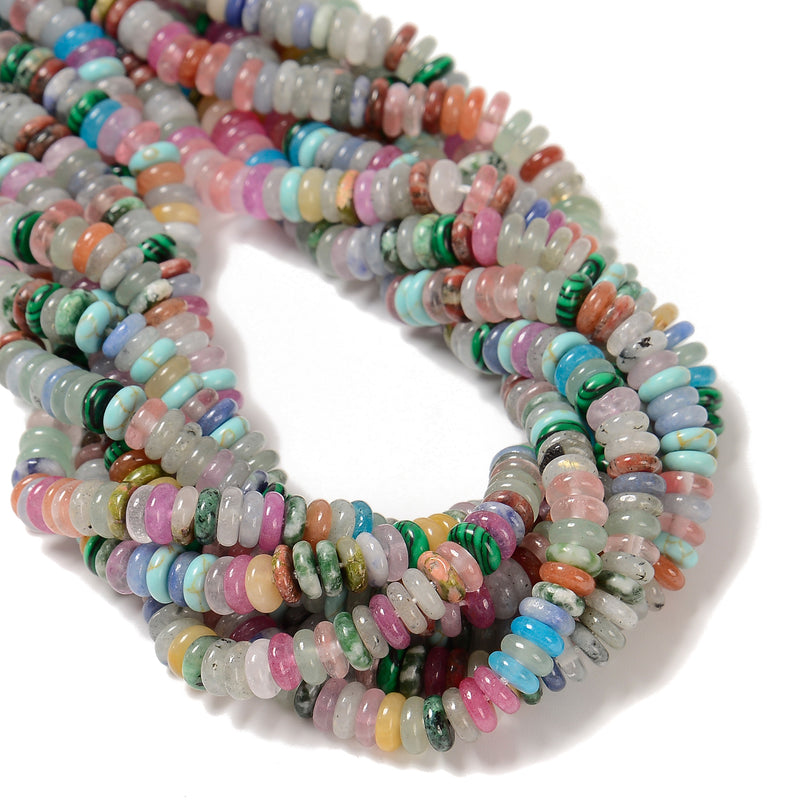 Mixed Gemstone Smooth Rondelle Beads Size 2x6mm 15.5'' Strand