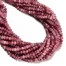 Grade AA Natural Pink Tourmaline Faceted Rondelle Beads Size 3x5mm 15.5'' Strand