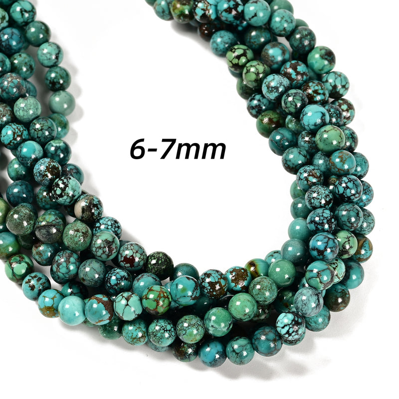 Genuine Blue Green Turquoise Smooth Round Beads Size 4-5mm to 9-9.5mm 15.5'' Std