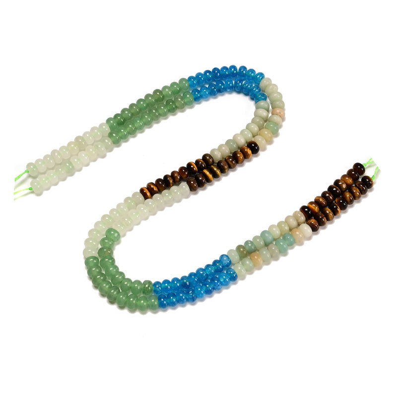 06 Gradient Multi-color Gemstone Smooth Rondelle Beads Size 4x6mm 15.5" Strand