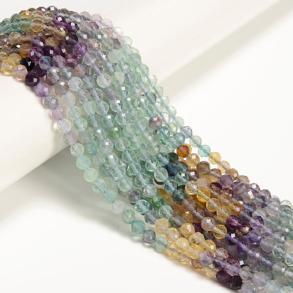 Gradient Natural Fluorite Faceted Round Beads Size 5mm 15.5'' Strand