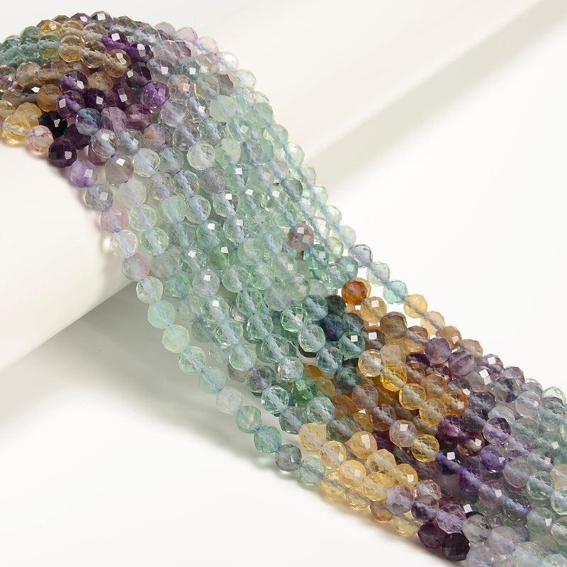 Gradient Natural Fluorite Faceted Round Beads Size 5mm 15.5'' Strand
