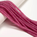 Pink Tourmaline Color Dyed Jade Smooth Rondelle Beads Size 2x6mm 15.5'' Strand