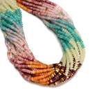 15 Multi-color Gemstone Smooth Rondelle Beads Size 2x4mm 15.5" Strand