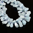 Natural Aquamarine Faceted Trapezoid Shape Beads 10x12mm-12x16mm 15.5'' Strand