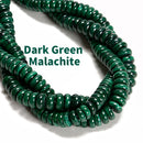 Natural Light & Dark Green Malachite Smooth Rondelle Beads 4-5x11-12mm 15.5''Std