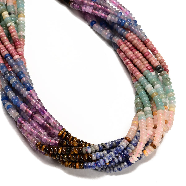 01 Multi-color Gemstone Smooth Rondelle Beads Size 2x4mm 15.5'' Strand