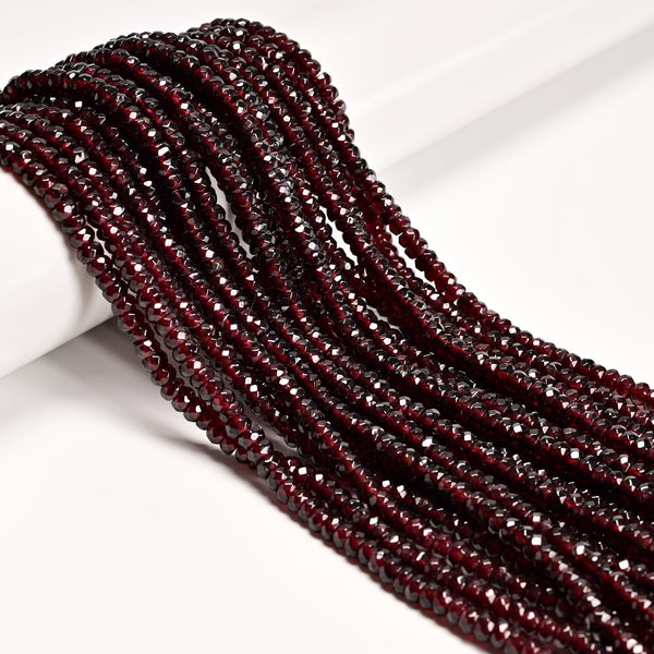 Natural Red Garnet Faceted Rondelle Beads Size 3x5mm 15.5'' Strand