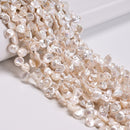 Natural White Fresh Water Pearl Keshi Corn Flake Petals Beads 7-8x9-10mm 15.5" L