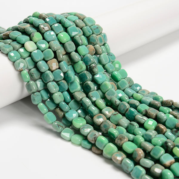 Natural Chrysoprase Faceted Square Beads Size 8mm 15.5'' Strand