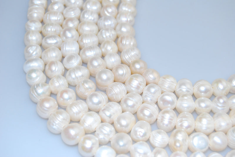 2.0mm Large Hole Fresh Water Pearl Potato Shape Beads 8mm 10mm 12mm 13mm 13" Strand