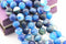 2.0mm Hole Blue Stripe Agate Matte Round Beads 8mm 10mm 15.5" Strand