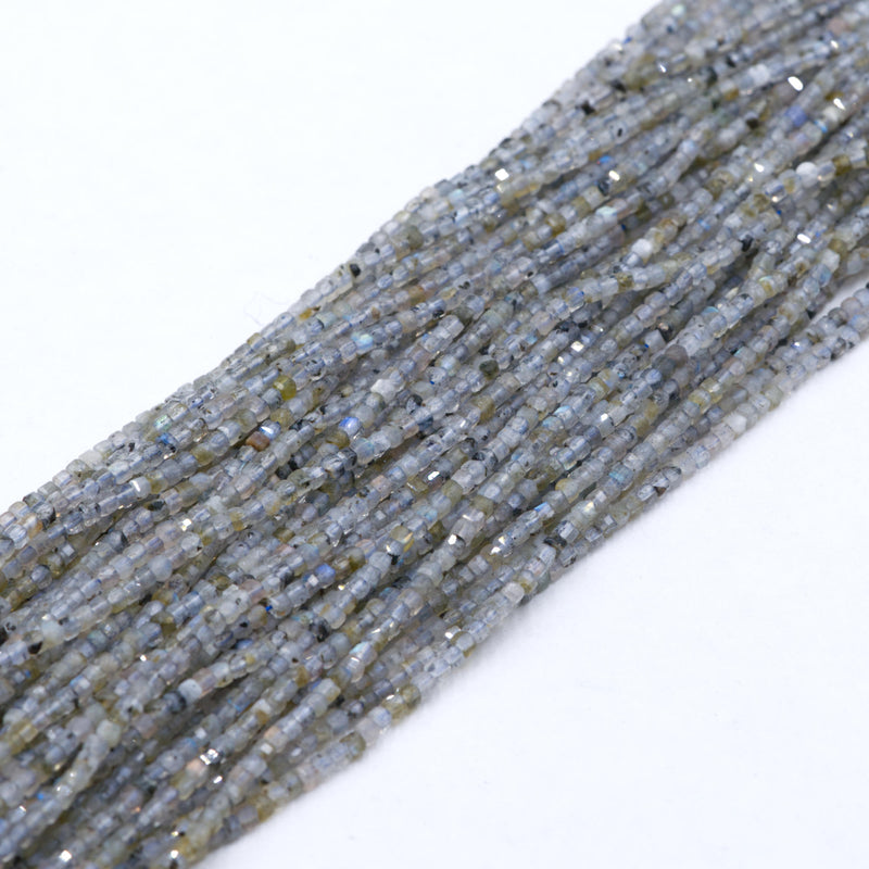 Natural Dark Labradorite Faceted Rubik's Cube Beads Size 2-2.5mm 15.5" Strand