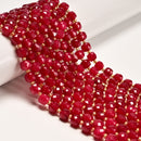 Red Ruby Color Dyed Jade Faceted Cube Beads Size 7mm 15" Strand