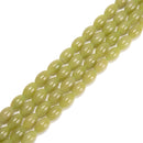 Peridot Color Dyed Jade Rice Shape Beads Size 8x12mm 15.5'' Strand
