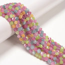 Multi-color Tourmaline Color Dyed Jade Faceted Spiral Twist Beads 6mm 15.5''Strd