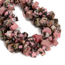 Natural Rhodonite Faceted Irregular Wheel Beads Size 8x15mm 15.5'' Strand