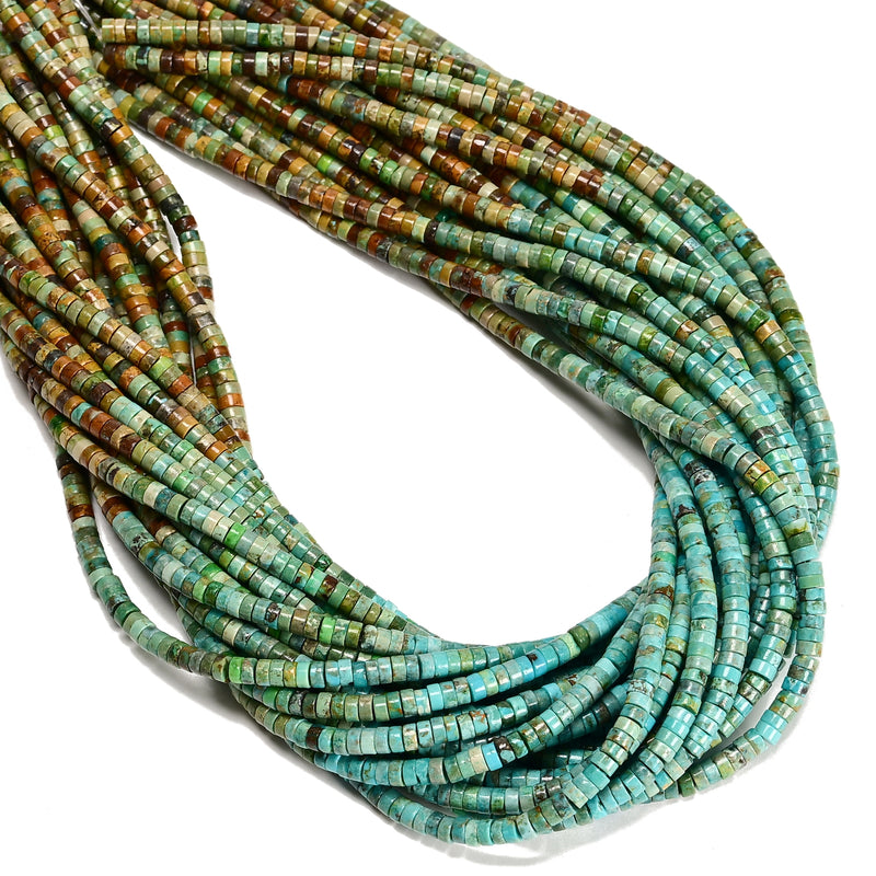 Gradient Natural Turquoise Heishi Disc Beads Size 2x4mm 15.5'' Strand