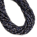 Natural Sapphire Faceted Rondelle Beads Size 3x4mm 15.5'' Strand
