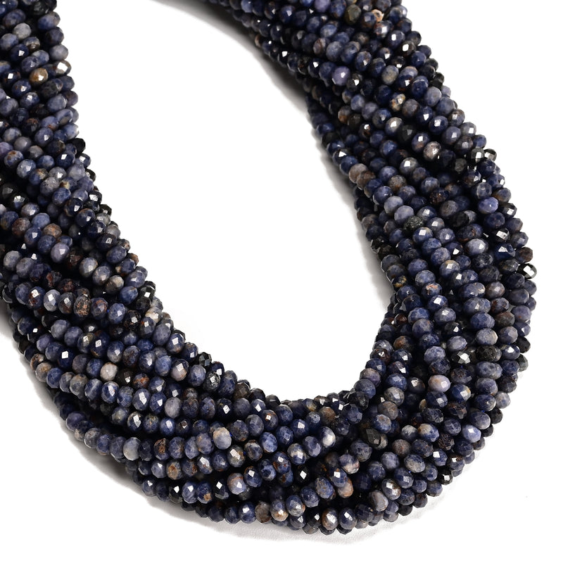 Natural Sapphire Faceted Rondelle Beads Size 3x4mm 15.5'' Strand