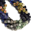 04 Gradient Multi-color Gemstone Smooth Cube Shape Beads Size 8-9mm 15.5" Strand