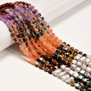 19 Multi-color Gemstone Smooth Cube Shape Beads Size 4mm 15" Strand