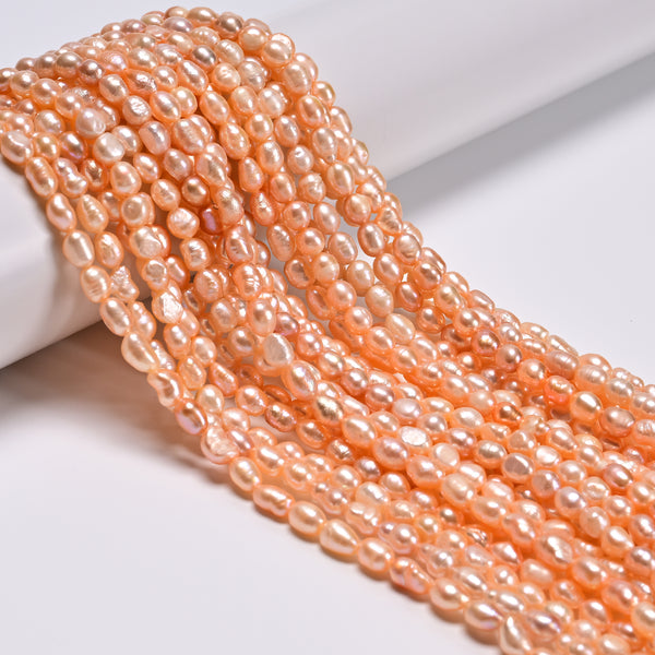 Natural Pink Fresh Water Pearl Baroque Shape Beads Size 4-5x6-7mm 13.5" Strand