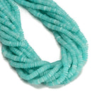 Aqua Blue Color Dyed Jade Smooth Rondelle Beads Size 2x6mm 15'' Strand