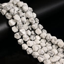 Natural White Howlite Faceted Nugget Chunk Beads Size 10x12mm 15.5" Strand