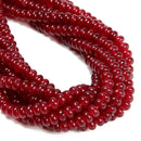 Ruby Red Color Dyed Jade Smooth Rondelle Beads Size 5x8mm 15.5'' Strand