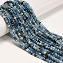 Natural Dark Blue Aquamarine Faceted Cube Beads Size 4mm 15.5'' Strand