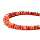 Natural Graduated Red Spiny Oyster Smooth Rondelle Beads Size2-5x5-10mm 16" Strd