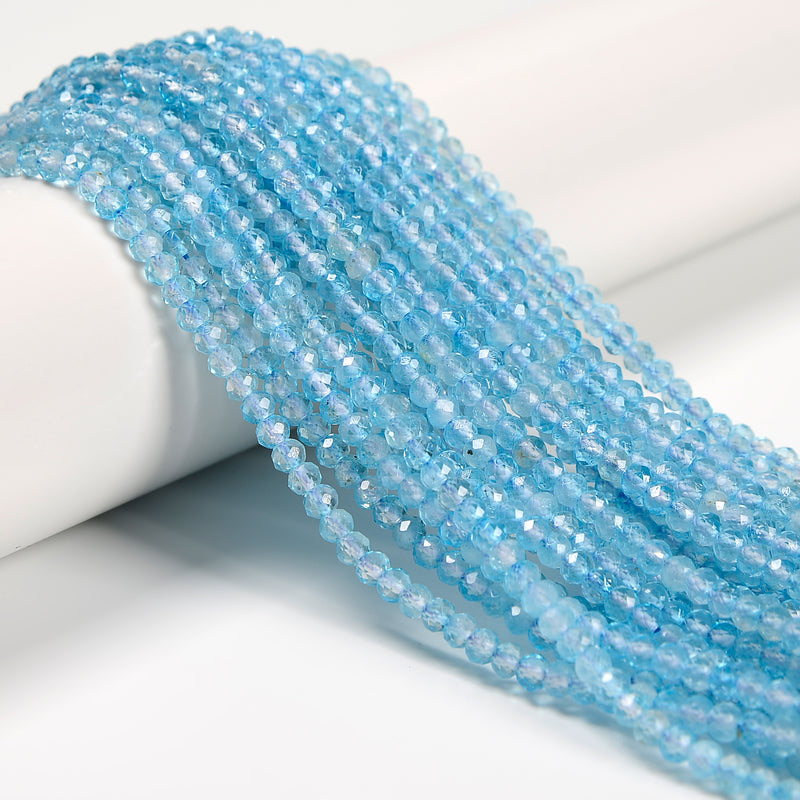 Natural Topaz Faceted Rondelle Beads Size 3x4mm 15.5" Strand