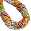 12 Multi-color Gemstone Smooth Cube Shape Beads Size 4mm 15" Strand
