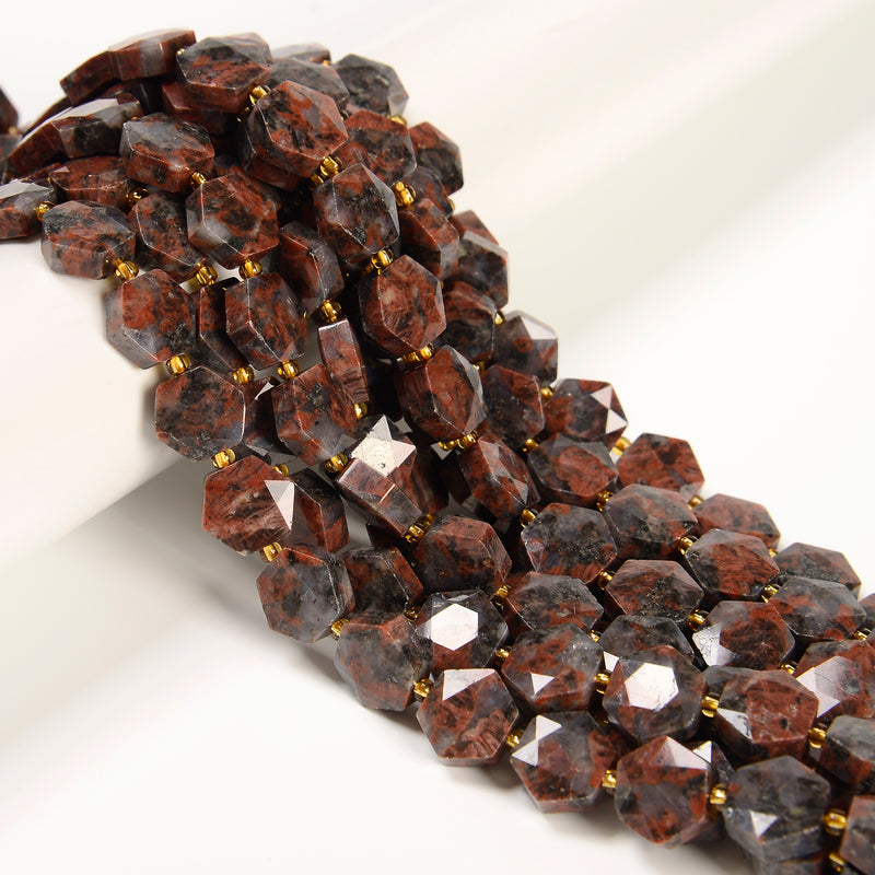 Natural Multi-color Labradorite Faceted Hexagon Shape Beads 12mm 15.5'' Strand