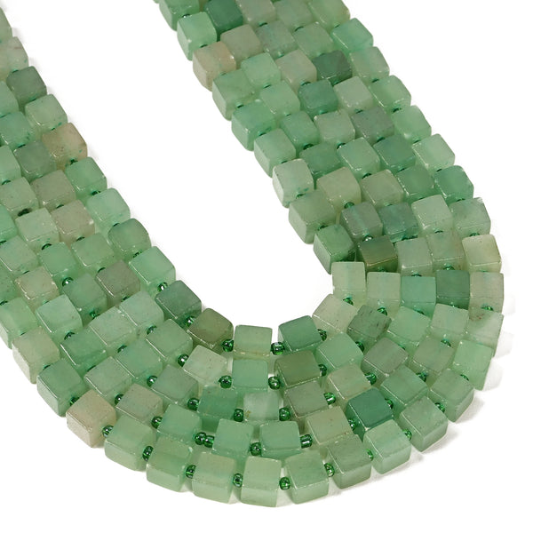 Natural Green Aventurine Smooth Cube Beads Size 8-9mm 15.5'' Strand