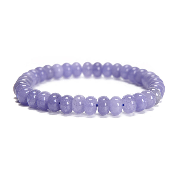 Tanzanite Color Dyed Jade Smooth Rondelle Beaded Bracelet Size 5x8mm 7.5''Length