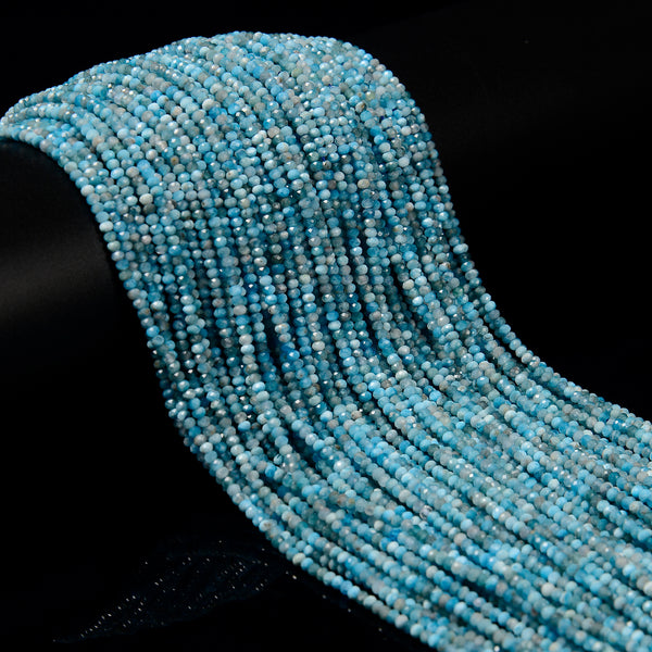 Natural Apatite Faceted Rondelle Beads Size 1.5x2mm 15.5'' Strand