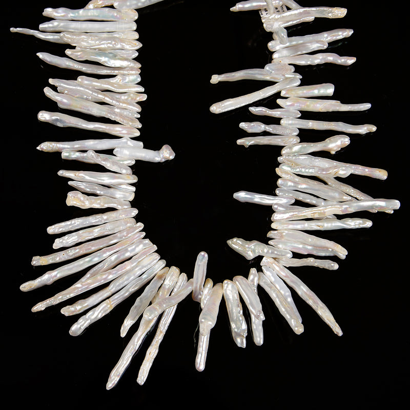 AAA White Fresh Water Pearl Long Stick Shape Beads 5-6mm x 55-65mm 15.5'' Strand