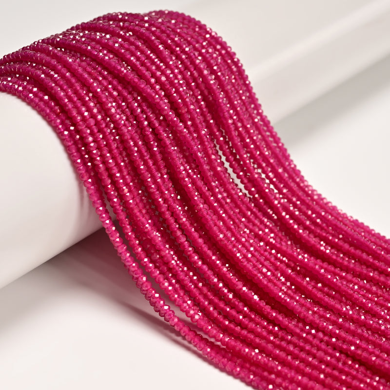 Natural Ruby Faceted Rondelle Beads Size 1.5x2mm 15.5'' Strand