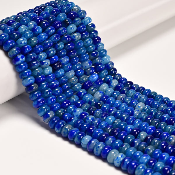 Spot Blue Color Dyed Jade Smooth Rondelle Beads Size 5x8mm 15.5" Strand