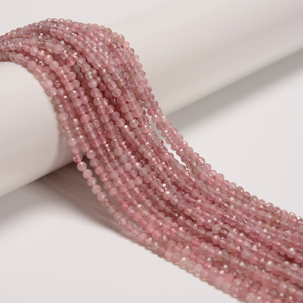 Natural Madagascar Rose Quartz Faceted Round Beads Size 3mm 4mm 5mm 15.5'' Strand